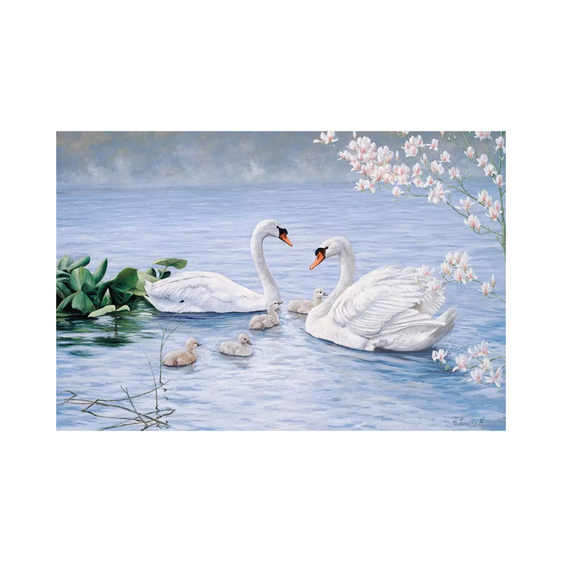 Proud Swan Family by Peter Motz - Wrapped Canvas Gallery-Wrapped Canvas Giclée, 20.32 cm H x 30.48 cm W