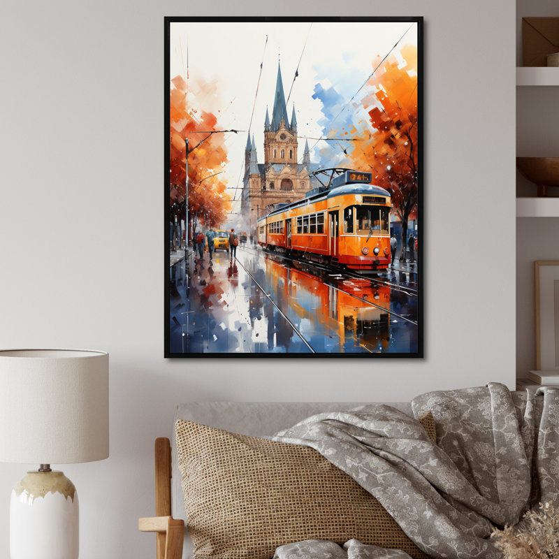 «City Milan Popart I», impression sur toile de paysages urbains, H 32 po x l 16 po x P 1 po, Cadre flottant noir