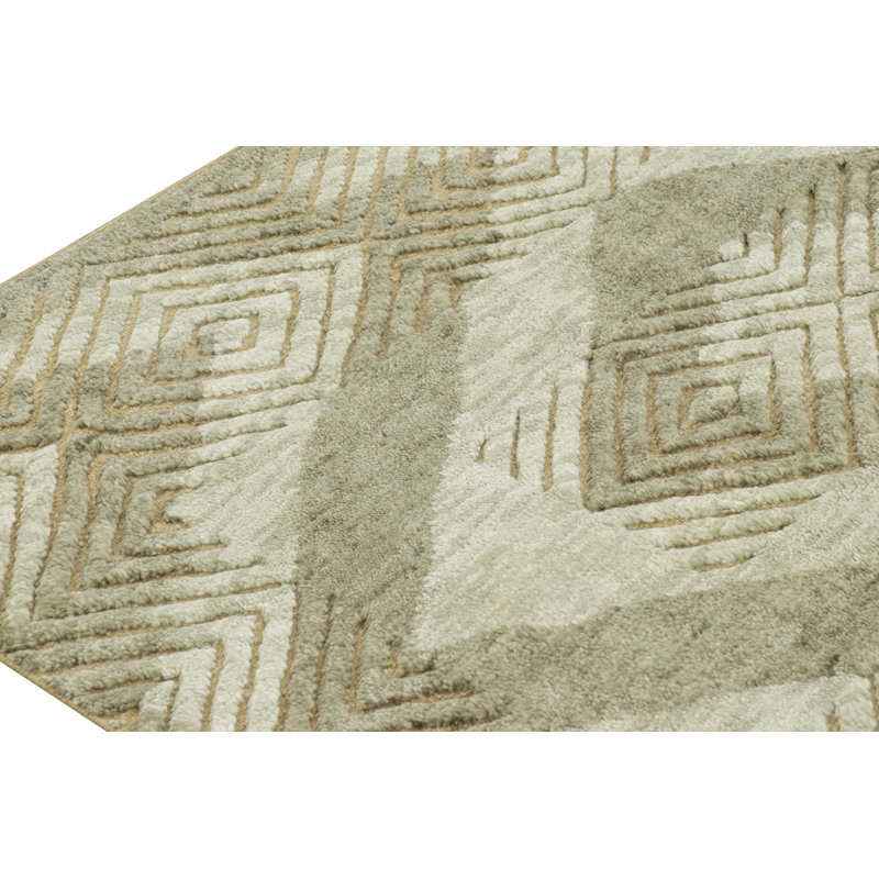 Moroccan Hand Knotted Geometric Area Rug, Rectangle 10' x 14'