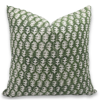 Hand Block Printed Cushion Cover, Modern Rustic, Linen Hand Block Print Pillow Cover, Textured Look Block Printed Pillowcase, Contemporary Hand Block Print Pillow Cover, (Wjeer)