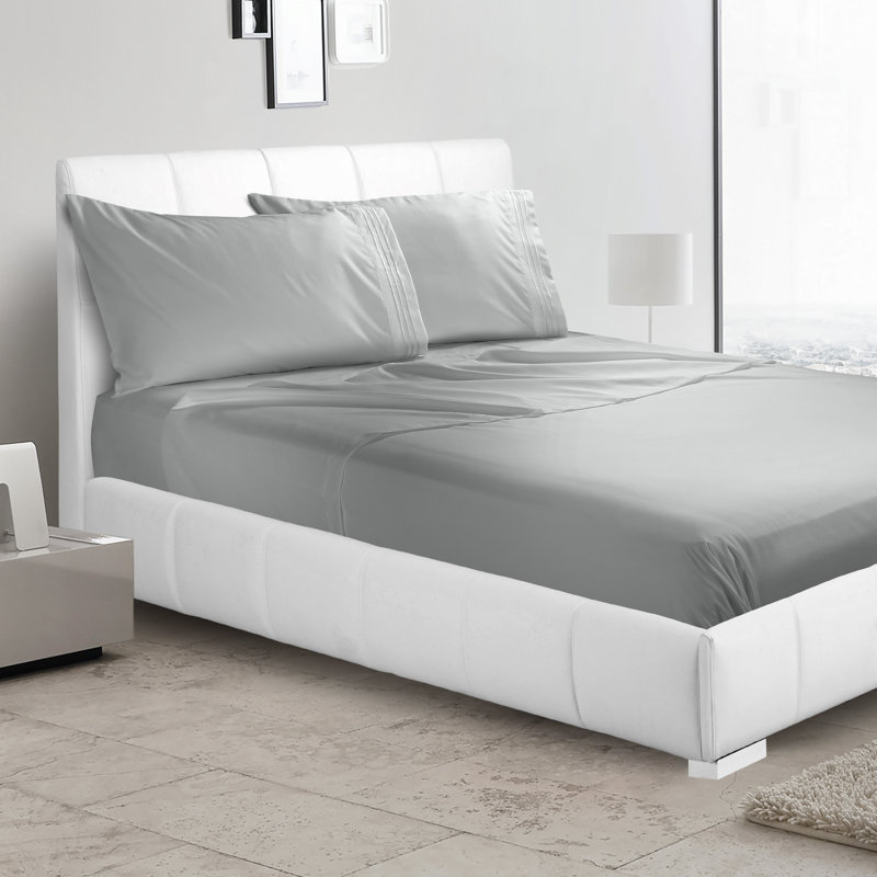 Microfiber Flat Sheet, Queen Flat Sheet, Silver Gray