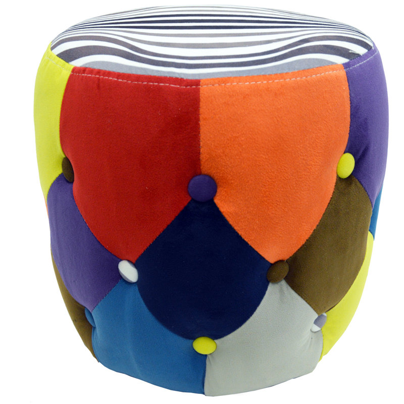 32cm Wide Tufted Round Geometric Standard Ottoman