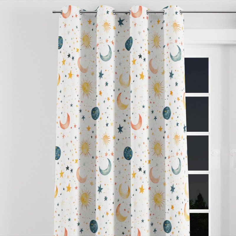 Rideaux célestes pour enfants pour chambre à coucher - rideau simple à oeillets ciel étoilé minuscule - 1 panneau