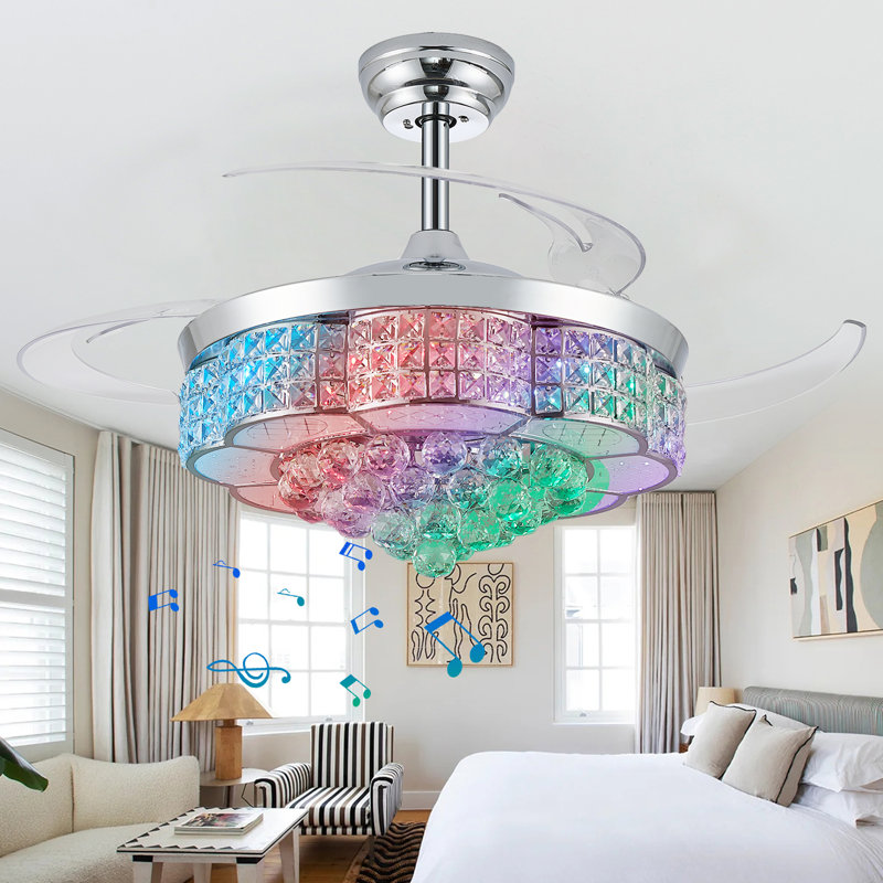 36" Rgb Chandelier Fan With Speaker, 36" Wide