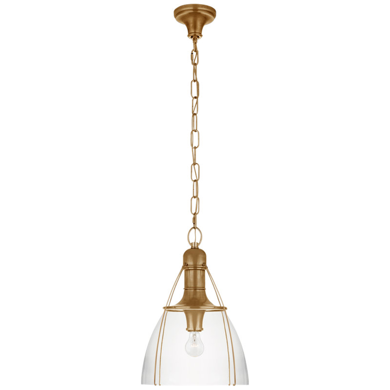 Chapman & Myers Prestwick Pendant, Clear, Antique Brass, 21" H x 14" W x 14" 