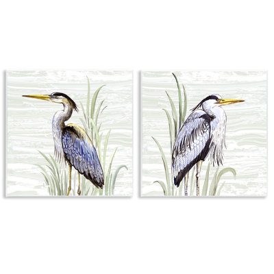 «Coastal Birds on Birch», ensemble de 2 plaques murales par Elena Vladykina