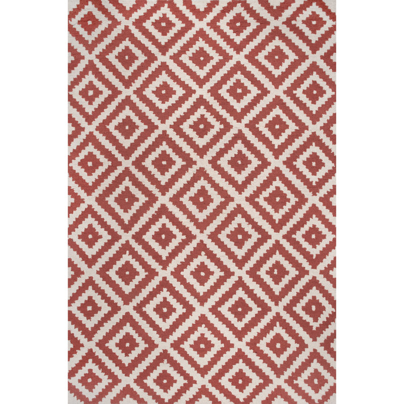 Tapis rouille / blanc en laine touffeté à la main Laureano, Rectangle 6 pi x 9 pi