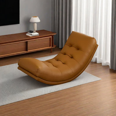 Chaise berçante en bois massif chenille
