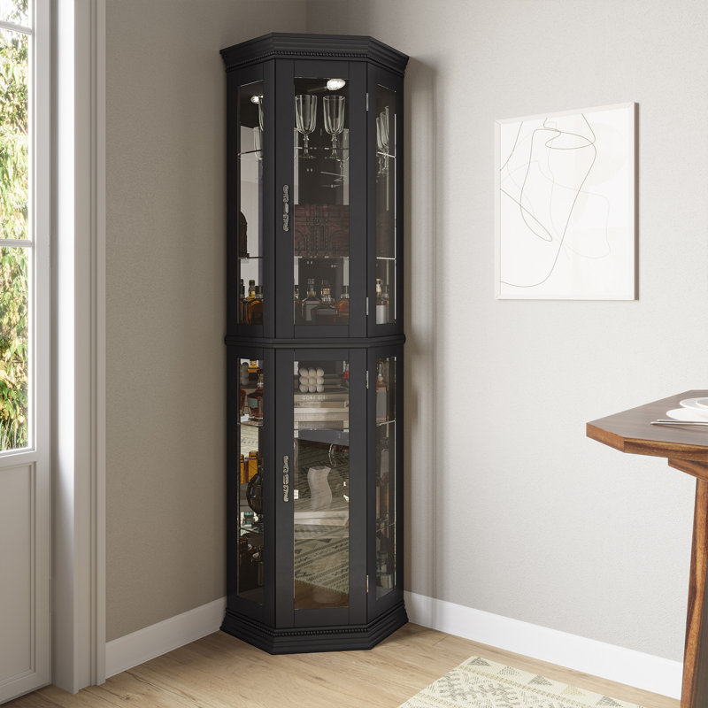 Vitrine de coin lumineuse 21,5 po, Noir