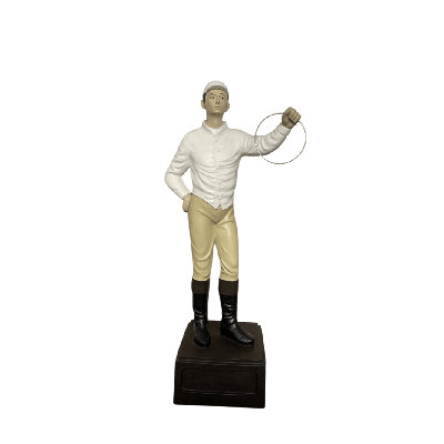 Classic Lawn Jockey Garden Statue, Matte, White-Beige
