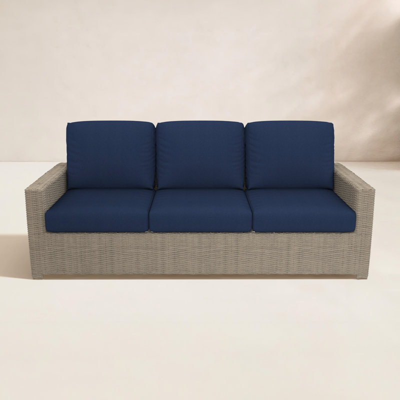 Henri 3 Seat Sofa With Sunbrella Cushions, Canvas Navy