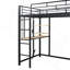 Lit mezzanine simple en métal avec bureau, tablettes, prise de courant, lumière DEL et garde-robe-594527380-594527381