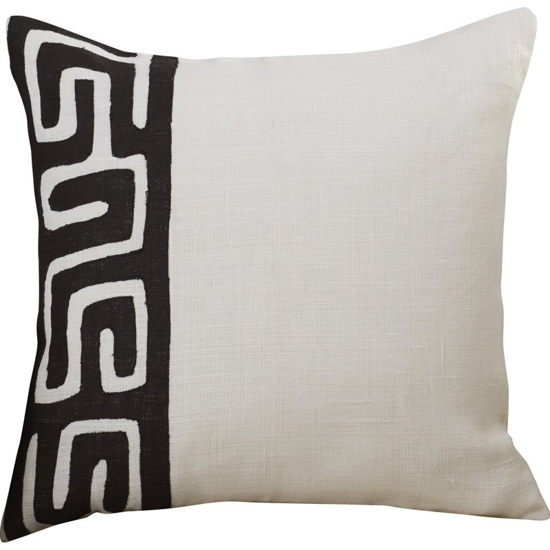Alona Geometric Throw Pillow, 18" H x 18" W x 4" D, Black/Ivory, Down/Feather