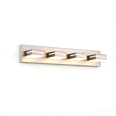 26" 4-Light Nickel Dimmable LED Vanity Light with Motion Sensor & 3-Color Temperature for Bathroom