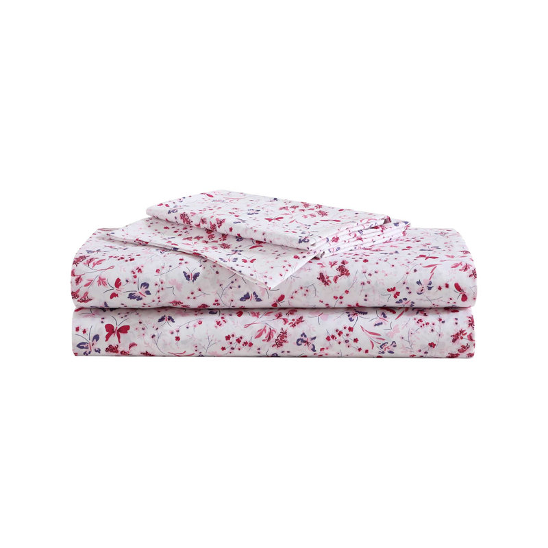 Betsey Johnson Printed Novelty Sheet Sets, Twin Sheet Set with 1 Standard Pillowcase, Mystic Garden Pink