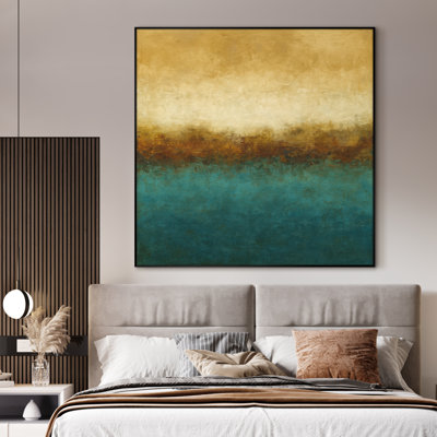 Extra large horizon abstrait, reproduction d'art contemporain - œuvre d'art pour le salon ou la chambre à coucher, assemblage requis (assemblage requis)