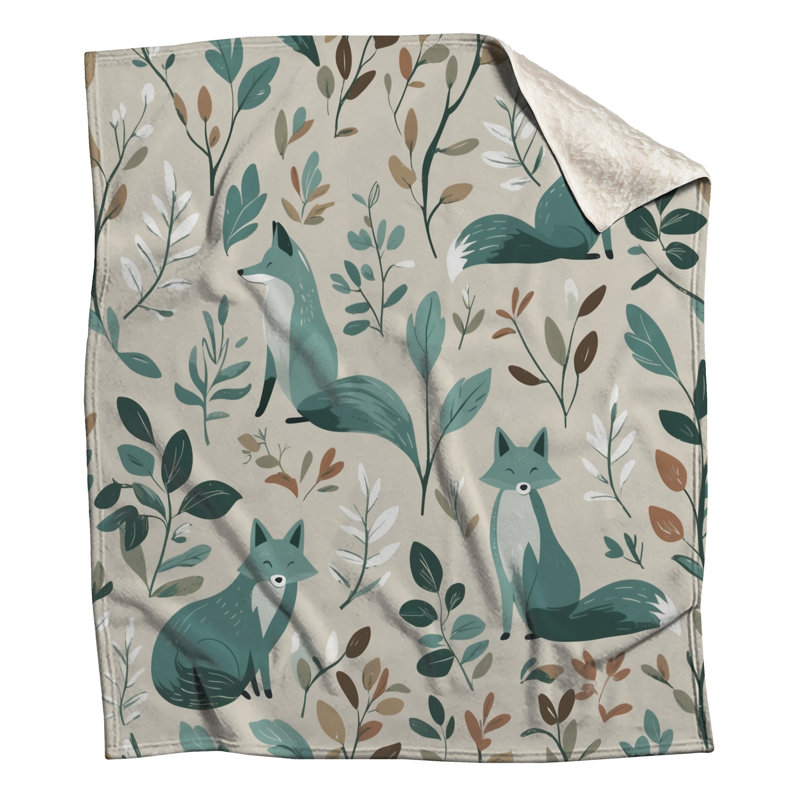 Couvertures renards et feuilles, L 60 po x H 80 po
