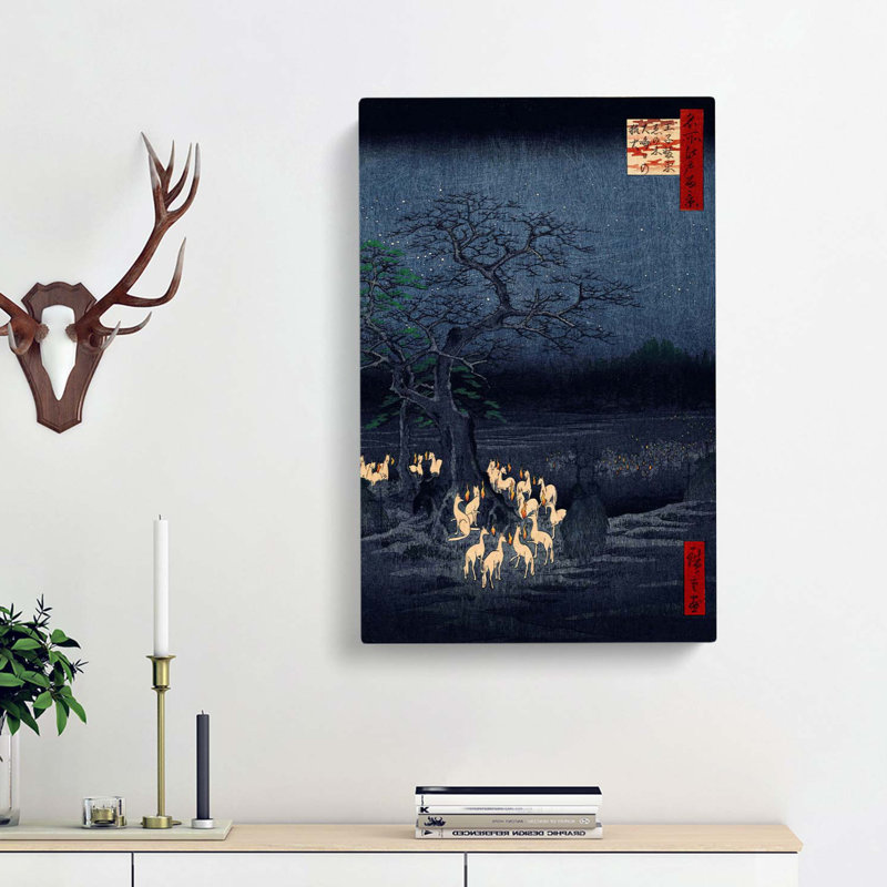 New Years Eve Foxfires by Utagawa Hiroshige - Wrapped Canvas Painting, 50cm H x 35cm W x 3cm D