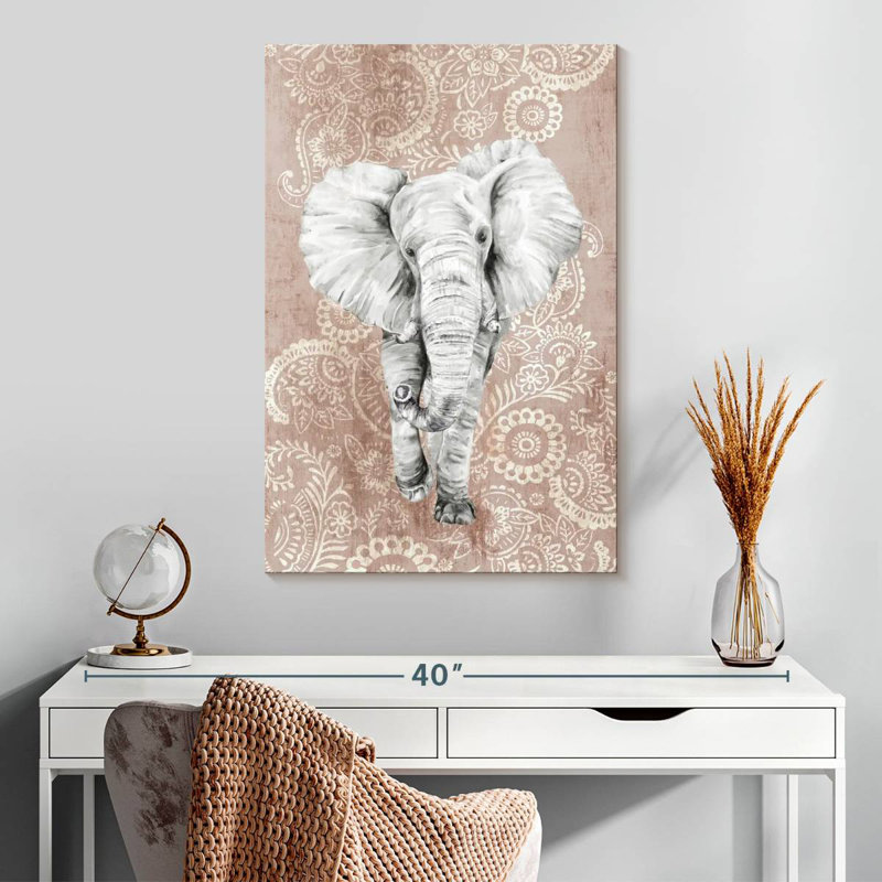 Brampt Pink Paisley Elephant, 30" H x 20" W