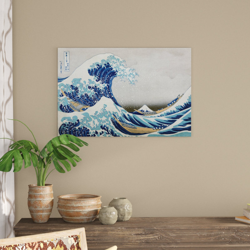 «The Great Wave» par Katsushika Hokusai, reproduction sur toile tendue, H 24 po x l 36 po, Toile tendue, Sans cadre