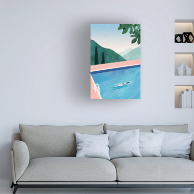 " Wrapped Canvas Wall Art - Longwayhome 'Swimming Pool Ii' Wall Art For Living Room, Bedroom, Or Office Décor - 12x19 " by Longwayhome