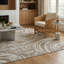Tapis à motif abstrait beige / brun 4 pi x 6 pi (3 pi 11 po x 5 pi 7 po) Branch Branch Nagisa, tapis moderne, à poils moyens et résistant aux taches - salon, chambre à coucher, salle à manger et cuisine-96814234