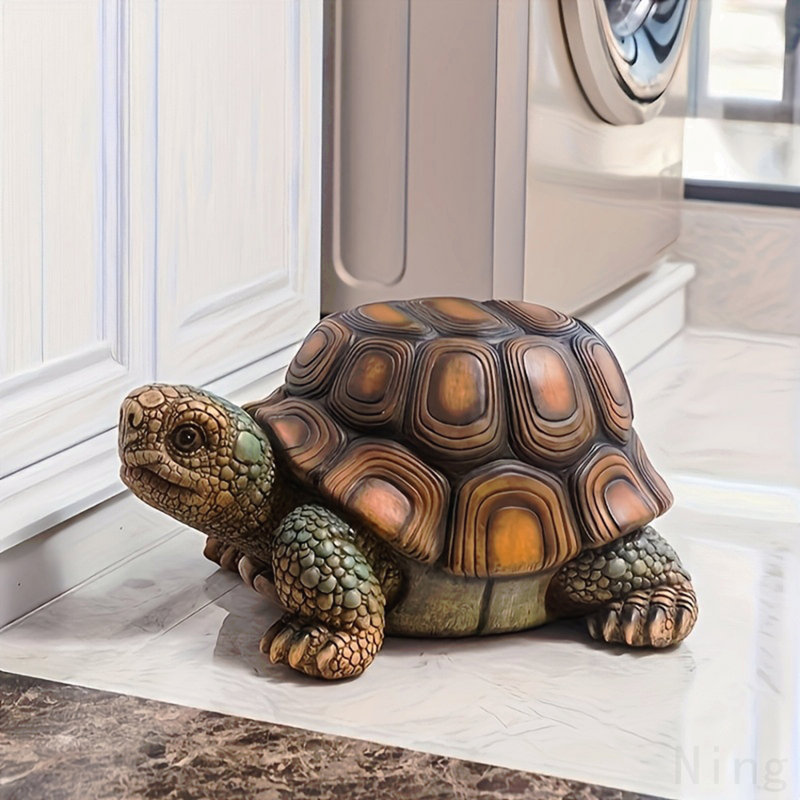 Tabouret de statue de tortue de jardin 18 po, sculpture en résine d'animaux simulés, tabouret décoratif polyvalent pour le salon, le balcon, le bureau, le jardin, la cour et la pelouse