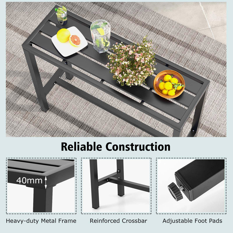 Berdena Rectangular 2 - Person 40cm L Outdoor Standing Height Table, 94cm H x 120cm W x 40cm L