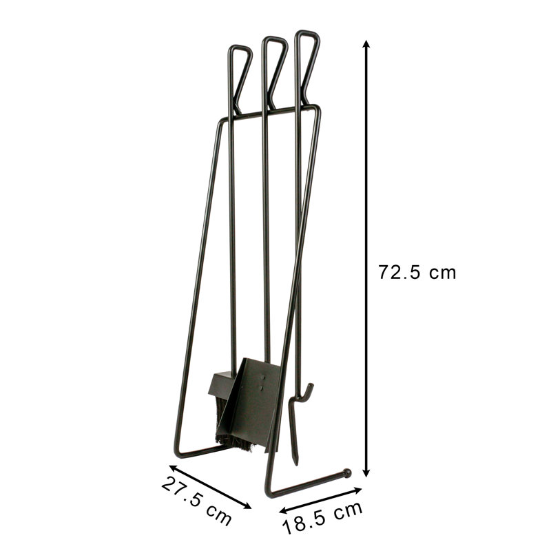 Alcia Iron Fireplace Tool Set, Black