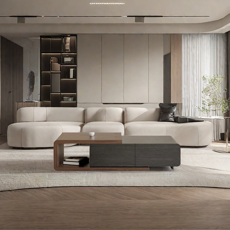 Table basse rétractable Modern, H 13,38 po x L 41,33 po x l 27,56 po