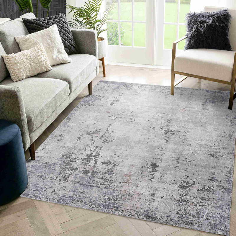 Collection Sand Abstract Area Rug, Rectangle 6'7" x 7'9"