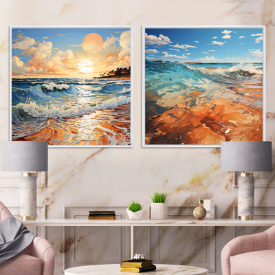 «Beach Photo Sunlit Coastline» 2 pièces