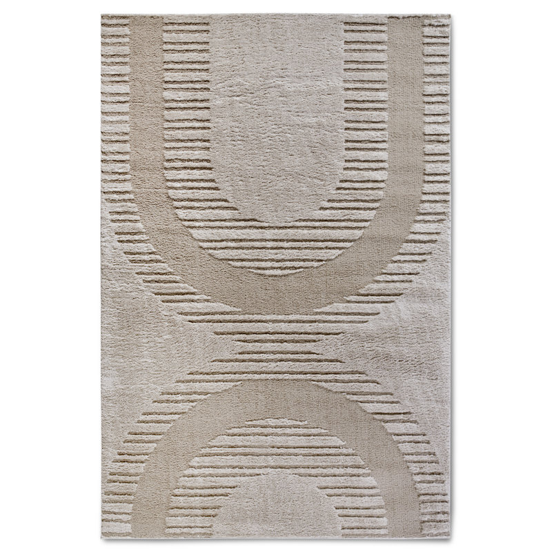 , Beige Gallery Geometric Machine Woven Area Rug, Rectangle 200 x 280cm