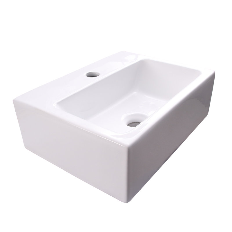 Lavabo de salle de bain mural en porcelaine vitreuse avec trop-plein 17 po Linden