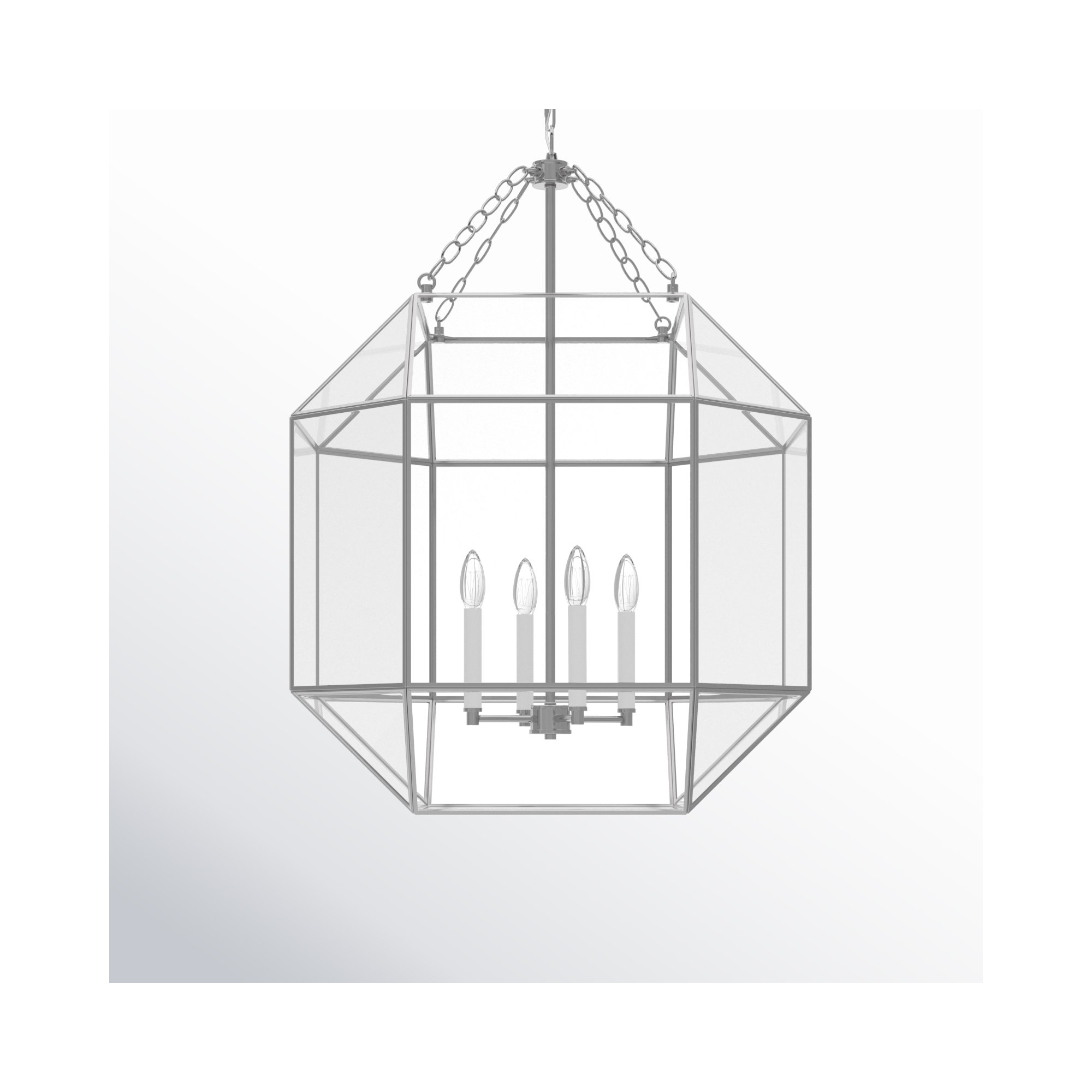 Reid 4 Light Glass Dimmable Pendant, Brushed Nickel, 60W, No