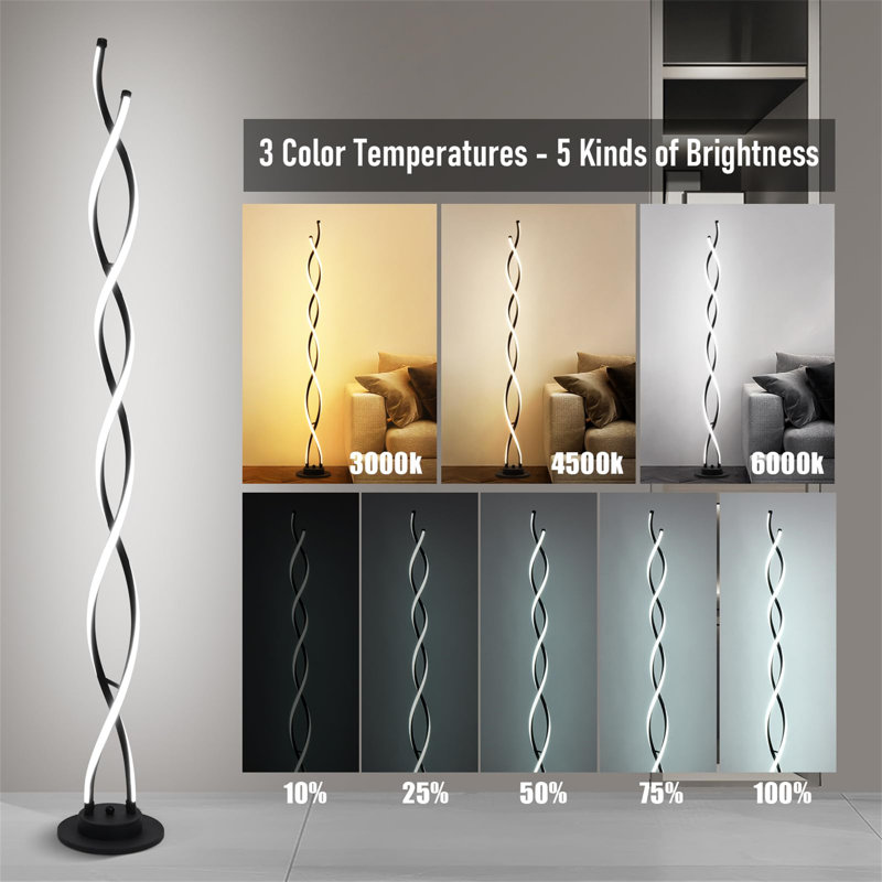 Floor Lamp,LED Floor Lamps For Living Room,3 Color Temperature & 5 Brightness Levels Standing Lamp,55''  Lamps For Living Room With Remote Control And Foot Switch.