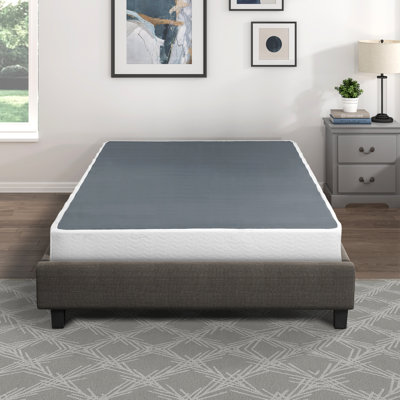 Sommier pour très grand lit, fabrication en métal noir, housse en tissu texturé, support à 12 lattes, métal facile à installer, hauteur de 8,5 po, à assembler