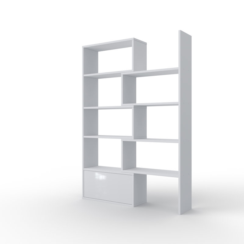 187.5cm H x 130cm W Standard Bookcase, White, White