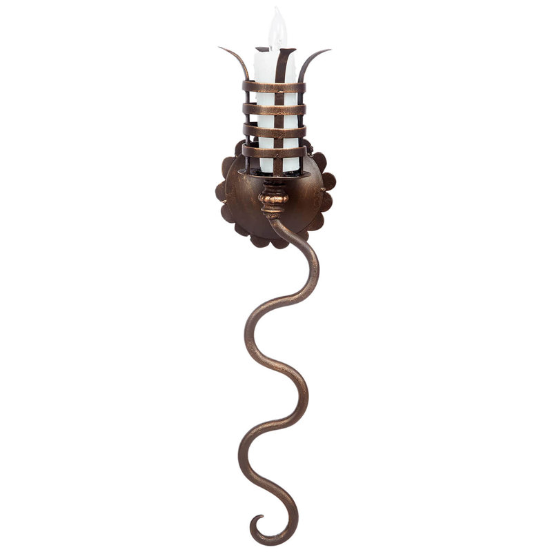 Wrought Iron Candle Wall Light, Bronze