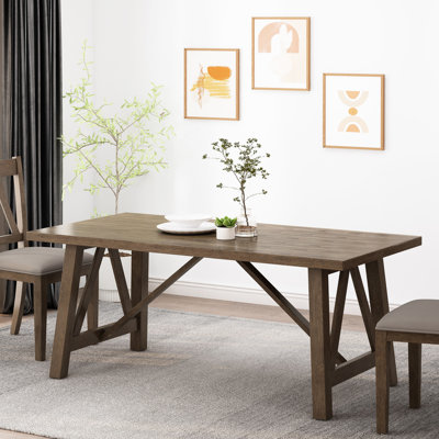 Table de salle à manger brun antique avec design, en bois massif et l 70,31 po x P 34,47 po x H 30,13 po, assemblage requis