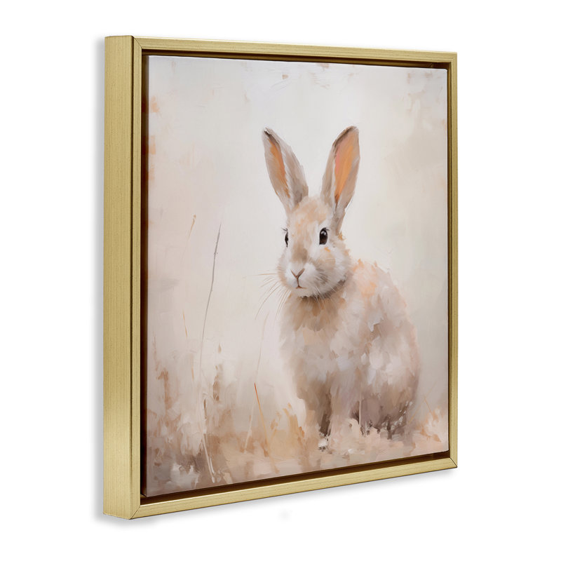  «Neuing Gazing Bunny» par Arlington Prints, H 25 po x l 25 po, Cadre flottant métallique doré