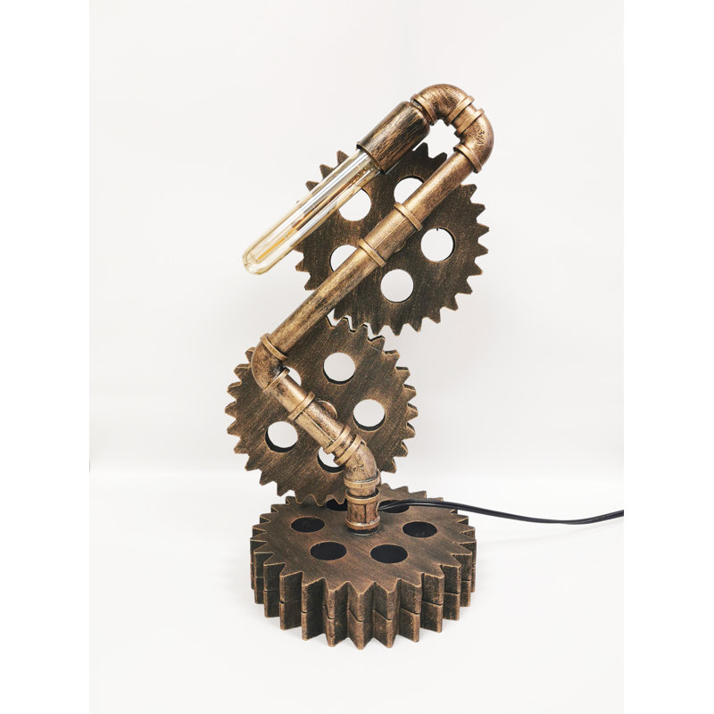 Lampe de table industrielle avec engrenages Steampunk