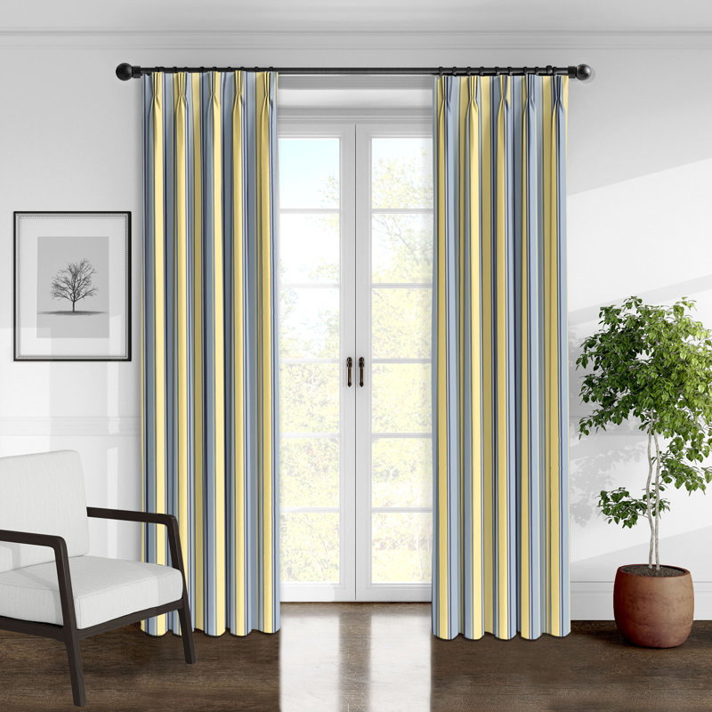 Gino Stripe Pinch Pleat Drapery Panels Pair, 40" W x 96" L