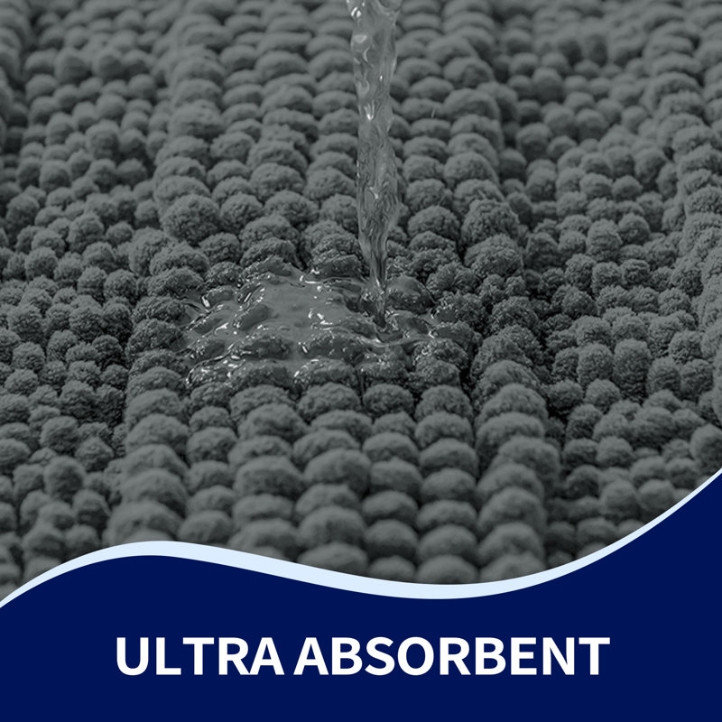 Lasse Non-Slip Bath Rug, Gray