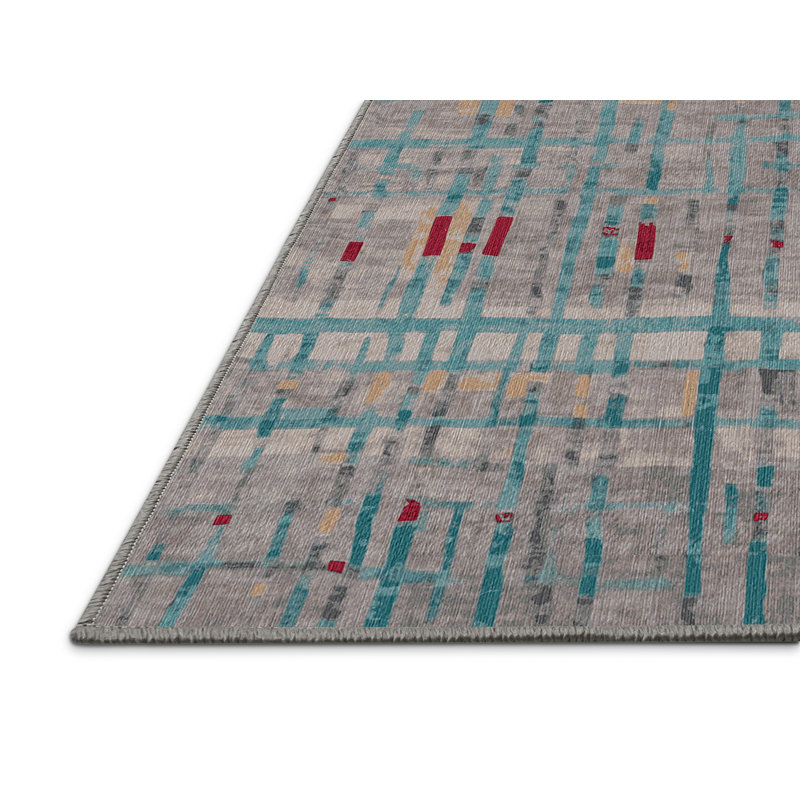 Machine Washable Gray Area Rug, Square 6'