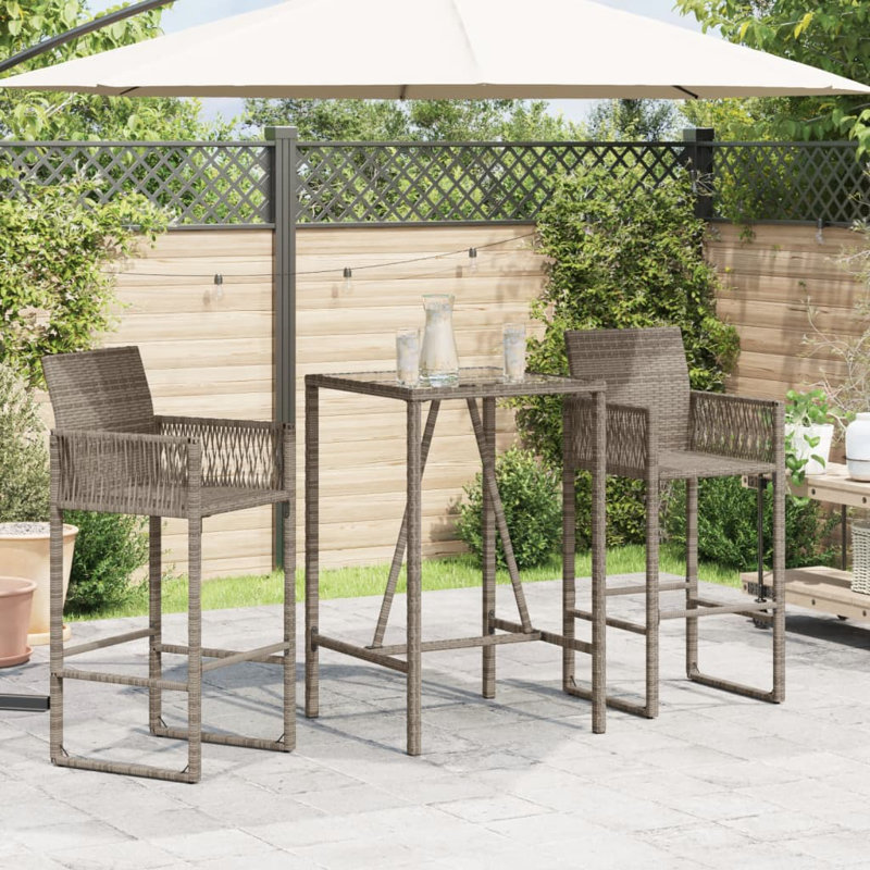 Divith Rectangular 27.6'' W Outdoor Bar Table, Gray