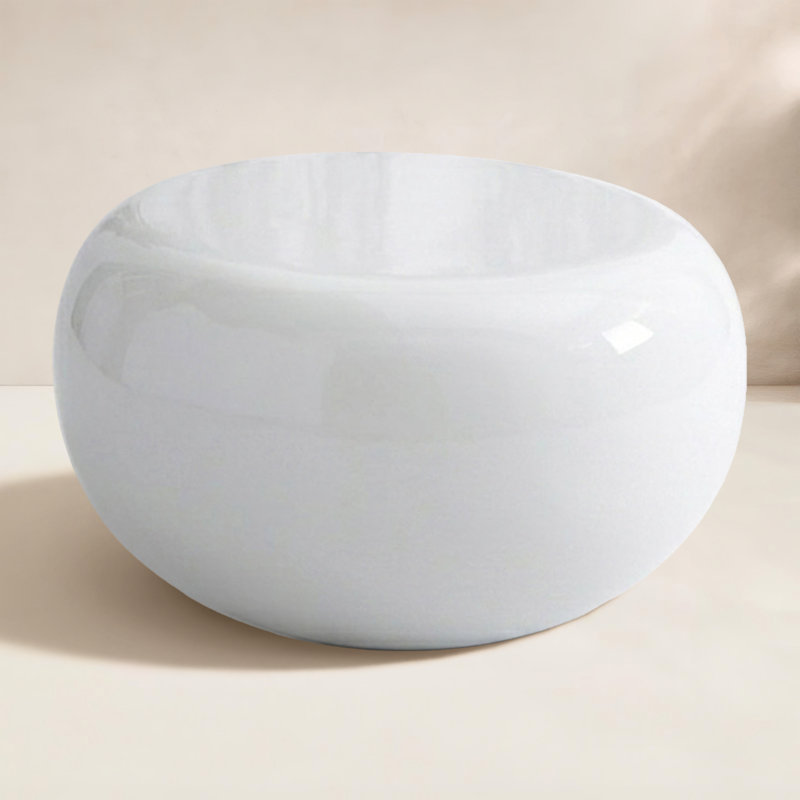 River Stone Solid Coffee Table, 14" H x 42" L x 26" W, Gel Coat White