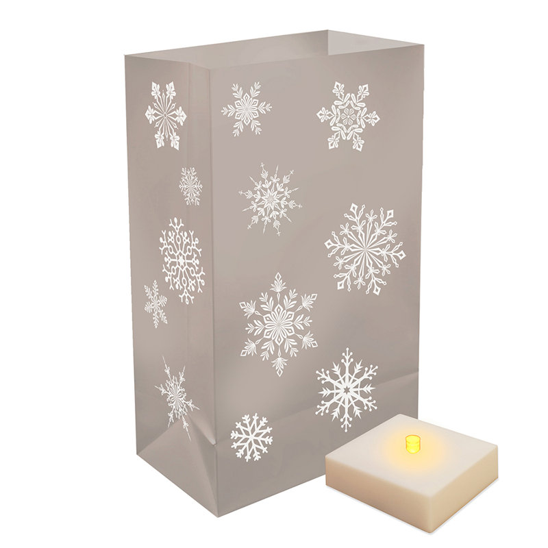 Ensemble de 6 luminaires à piles, flocon de neige argenté