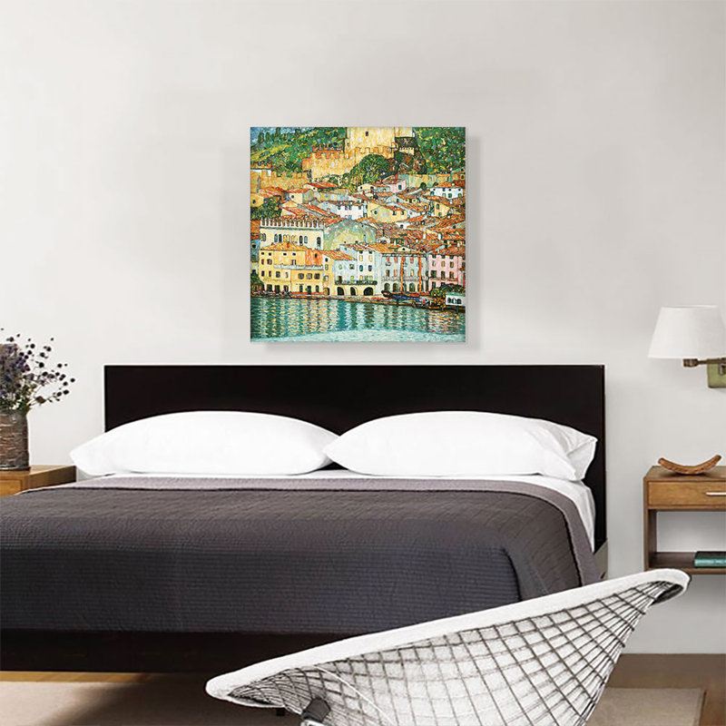 «Malcesine Lake Garda 1913» par Gustav Klimt, reproduction d'art sur toile tendue, H 26 po x l 26 po x P 0,75 po