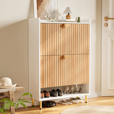 Wooden Shoe Shoe Flip Frame Rack Slim Shoe Cabinet For Entryway